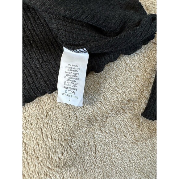 Mind Code Black Long Sleeve Off Shoulder Crop Top Size L - Picture 7 of 10